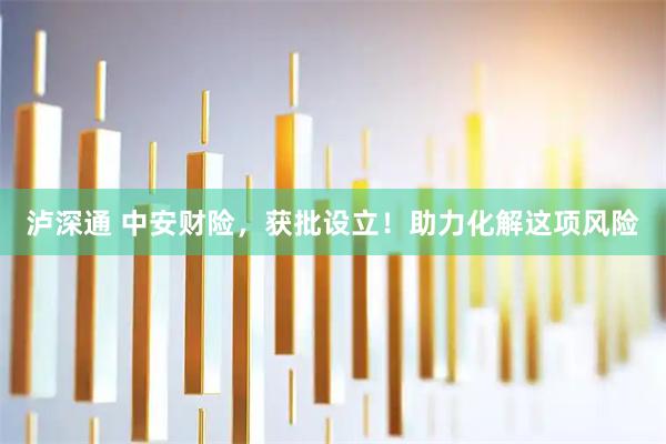 泸深通 中安财险，获批设立！助力化解这项风险